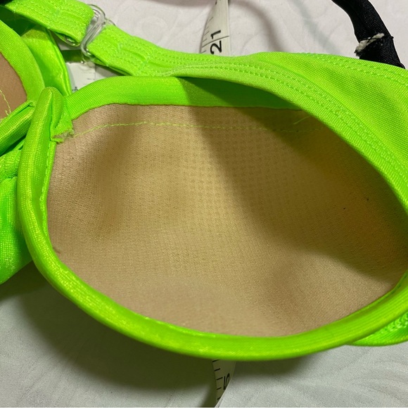 Vintage 80’s Bikini Top Highlighter Green Neon Halter Scrunch Twist Tie - Picture 3 of 13